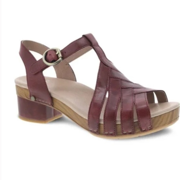 Dansko Mara Mahogany Burnished Sandal Heels, Sz 40, Like New - Picture 1 of 8